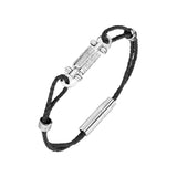 Cerruti 1881 Sistine Gents Stainless Steel Black Leather Bracelet