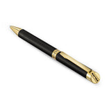 Black enamel ballpoint pen with gold-toned tip, clip, and cap band featuring the 'POLICE' logo.