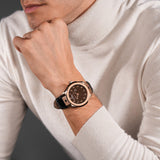 Cerruti 1881 Ruscello Gents Burgundy Dial Rose Gold Case Black Genuine Leather Strap Watch