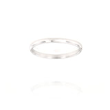 Simple silver-toned classic band ring with a smooth, highly polished, gently domed surface.