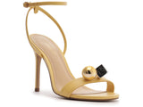 Schutz Women's Yellow High-Heel Sandal with Gold Sphere Detail