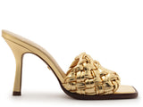 Schutz Women's Gold Woven Leather High-Heel Mule