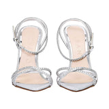 Albano Women's Patent Leather Crystal-Toe Heeled Sandal