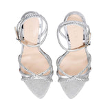 Albano Women's Patent Leather Crystal-Toe Heeled Sandal