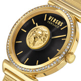 Versus Brick Lane Ladies Black Dial Gold Watch with Mesh Bracelet