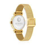 Versus Brick Lane Ladies Black Dial Gold Watch with Mesh Bracelet