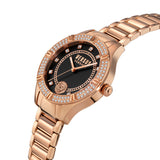 Versus Canton Road Ladies Black Dial Crystal Rose Gold Watch