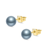 Police Opaline Women's Gold-Plated Greyish Pearl Stud Earrings
