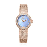 Police Flare Women’s Rose Gold Mesh Watch with Blue Mother-of-Pearl Dial