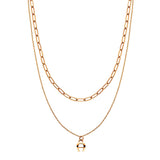 Aigner Ladies Short Rose Gold Stainless Steel Necklace