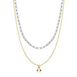 Aigner Ladies Two-Layer Necklace with Chain and Logo Pendant