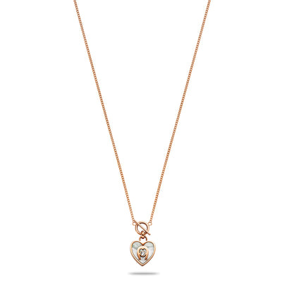 Aigner Ladies Rose Gold Stainless Steel Long Necklace
