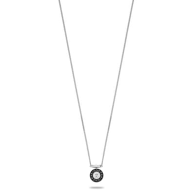 Aigner Ladies Silver Black Stainless Steel Short Necklace