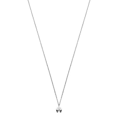 Aigner Ladies Silver-Toned Stainless Steel Short Necklace with Crystal Logo Pendant