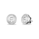 Aigner Ladies Silver-Toned Stud Earrings with Logo Engraving