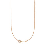 Rose gold-toned stainless steel short necklace with a pavé-set 'A' motif pendant and engraved bar element