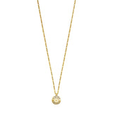 Gold-toned stainless steel Figaro chain necklace with a round Aigner logo medallion pendant.