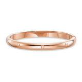 Rose gold-toned stainless steel bangle with a smooth, polished finish and multiple embossed Aigner horseshoe logos around the