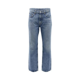 GOLDE mid-rise straight-leg jeans in a faded medium blue wash called Disorder.