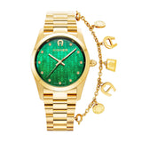 Aigner Scafati Ladies Green Dial Gold Stainless Steel Watch