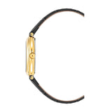 Aigner Trani Ladies White MOP Dial Gold case Black Leather Strap Watch