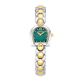 Aigner Elba Ladies Green Dial Silver Gold Tone Watch