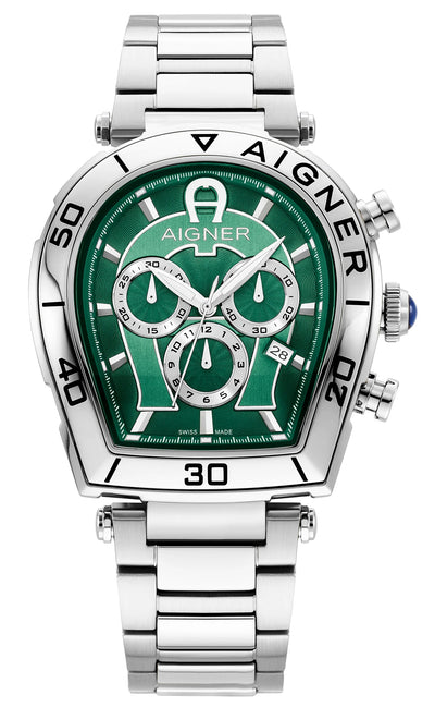 Aigner Trapani Chrono Gents Green Dial Stainless Steel Watch