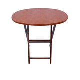 Artisan Oval Shape Picnic Table Brown Leather