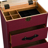 Artisan Jewelry Square Pattern Burgundy Armoire