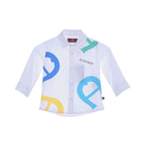 طقم قميص وبنطال من قماش الدنيم باللون الأبيض الساطع من Aigner Kids