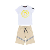 Aigner Kids Boy's White & Beige Set of T-Shirt & Bermuda