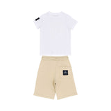 Aigner Kids Boy's White & Beige Set of T-Shirt & Bermuda