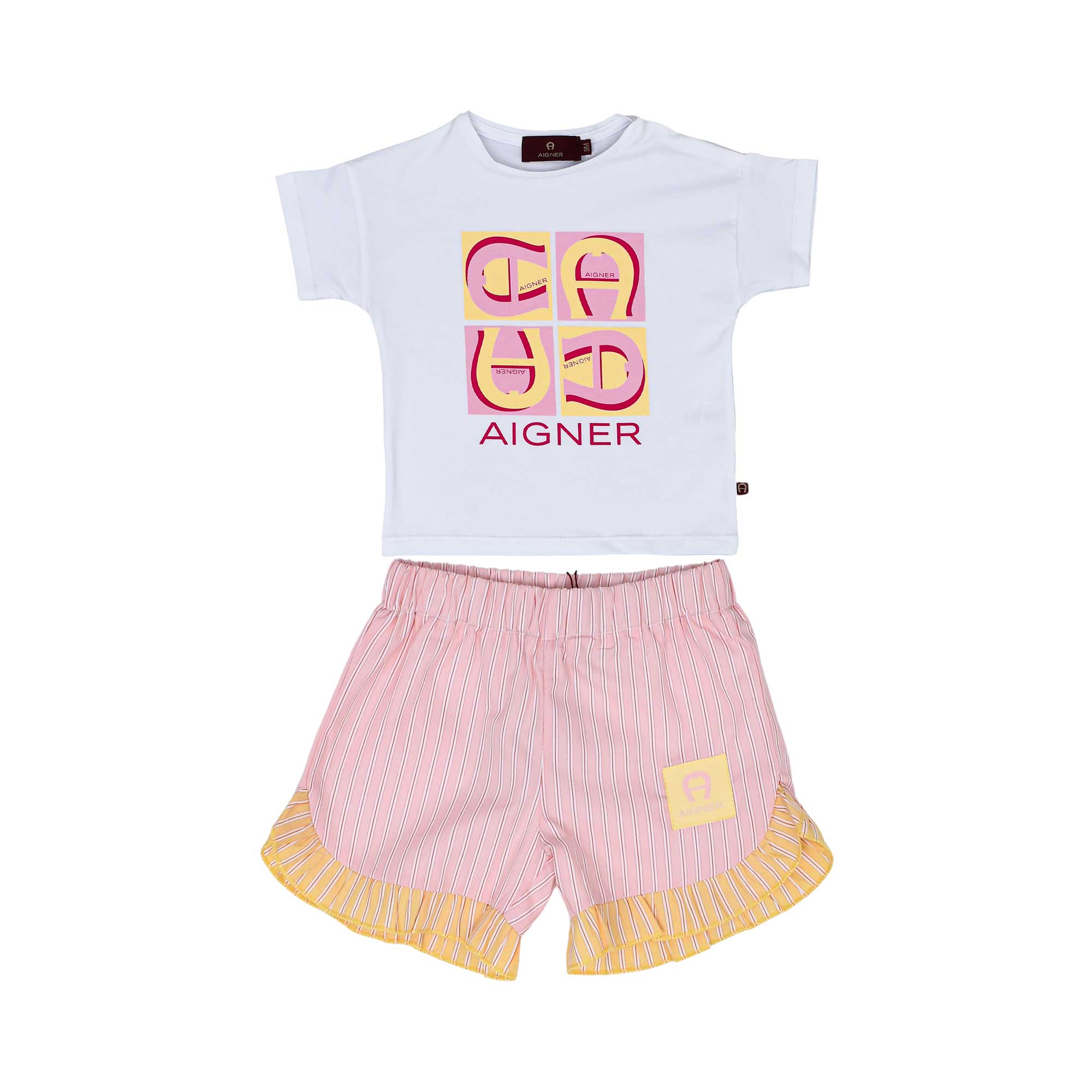 Aigner Kids Baby Girl's Set of T-Shirt & Shorts Pink & White | Baby | Baby Collection | Baby Girl | Baby Girl (9M - 36M) | Baby Girl Sets | Baby Sets | Set | Sets