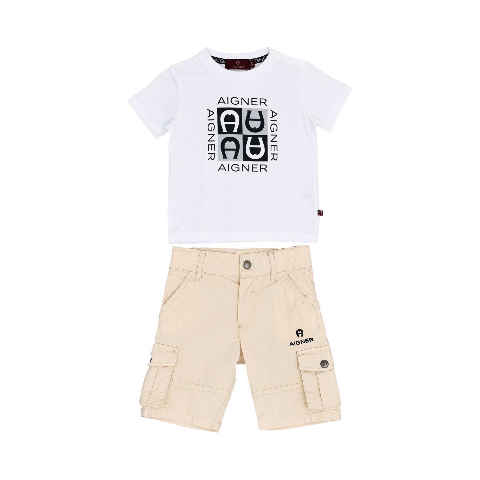 Aigner Kids Baby Boy's White & Beige Set of T-Shirt & Bermuda | Baby Boy (9M - 36M) | Baby Boy Sets | Baby Collection | Baby Sets | GCC | Sets Aigner Kids Baby Boy's White & Beige Set of T-Shirt & Bermuda | Baby Boy (9M - 36M) | Baby Boy Sets | Baby Collection | Baby Sets | GCC | Sets