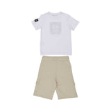 Aigner Kids Boys White Logo T-shirt & Beige Bermuda Shorts Set