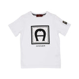 Aigner Kids Boys Logo Frame T-Shirt & Utility Bermuda Set White Grey