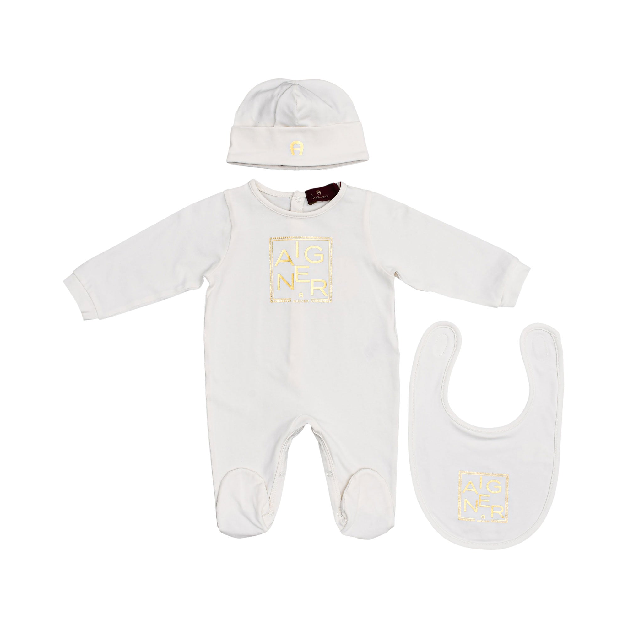 Aigner Kids New Born Boy's White Set of Sleepsuit & Hat & Bib | GCC | New Born | New Born Babysuits | New Born Boy (0M - 9M) | New Born Boy Babysuits Aigner Kids New Born Boy's White Set of Sleepsuit & Hat & Bib | GCC | New Born | New Born Babysuits | New Born Boy (0M - 9M) | New Born Boy Babysuits