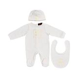 Aigner Kids New Born Boy's White Set of Sleepsuit & Hat & Bib