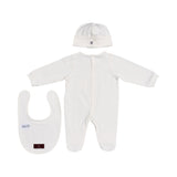 Aigner Kids New Born Boy's White Set of Sleepsuit & Hat & Bib