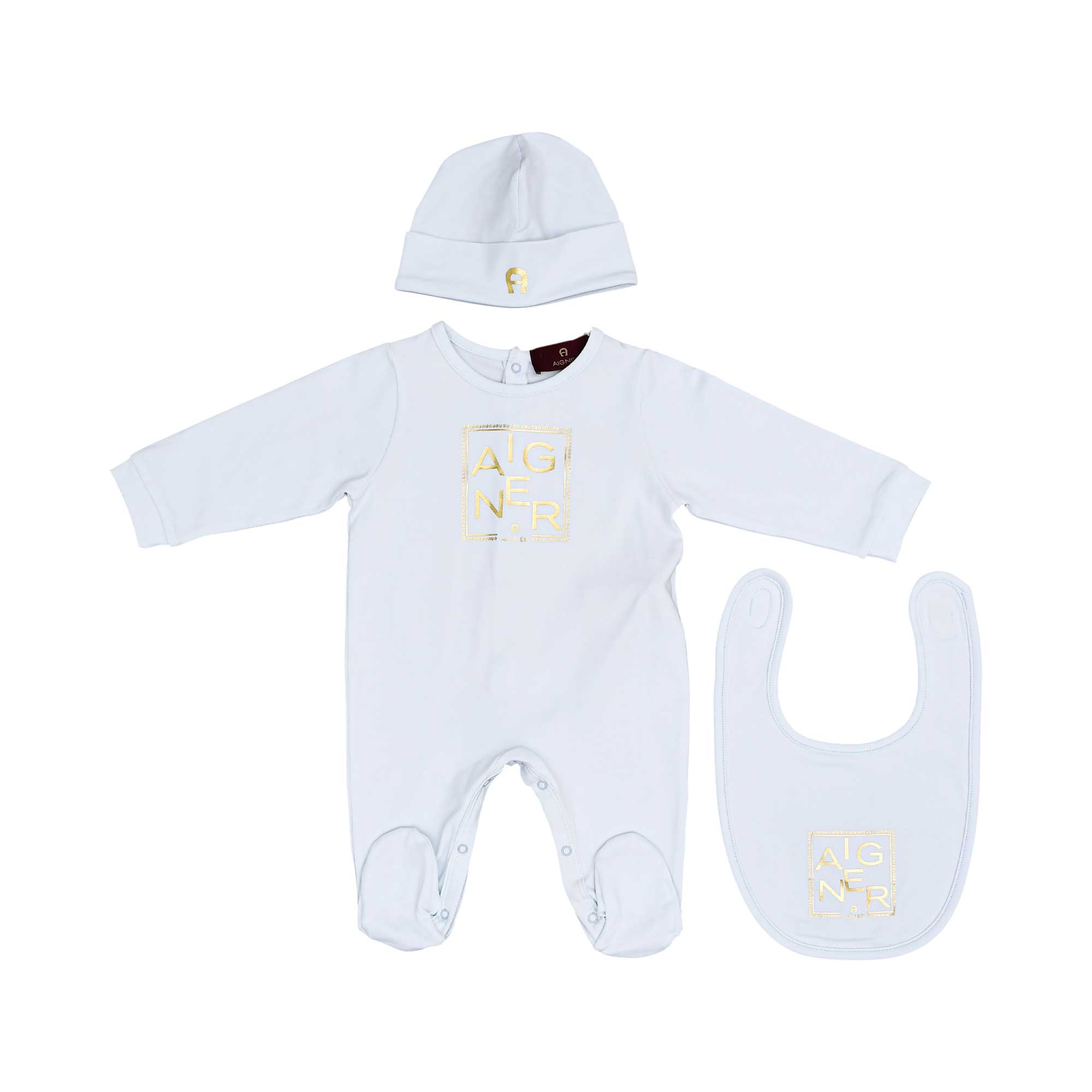 Aigner Kids New Born Boy's White Set of Sleepsuit & Hat & Bib | GCC | New Born | New Born Babysuits | New Born Boy (0M - 9M) | New Born Boy Babysuits Aigner Kids New Born Boy's White Set of Sleepsuit & Hat & Bib | GCC | New Born | New Born Babysuits | New Born Boy (0M - 9M) | New Born Boy Babysuits