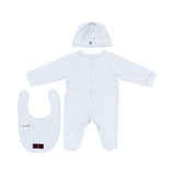 Aigner Kids New Born Boy's White Set of Sleepsuit & Hat & Bib