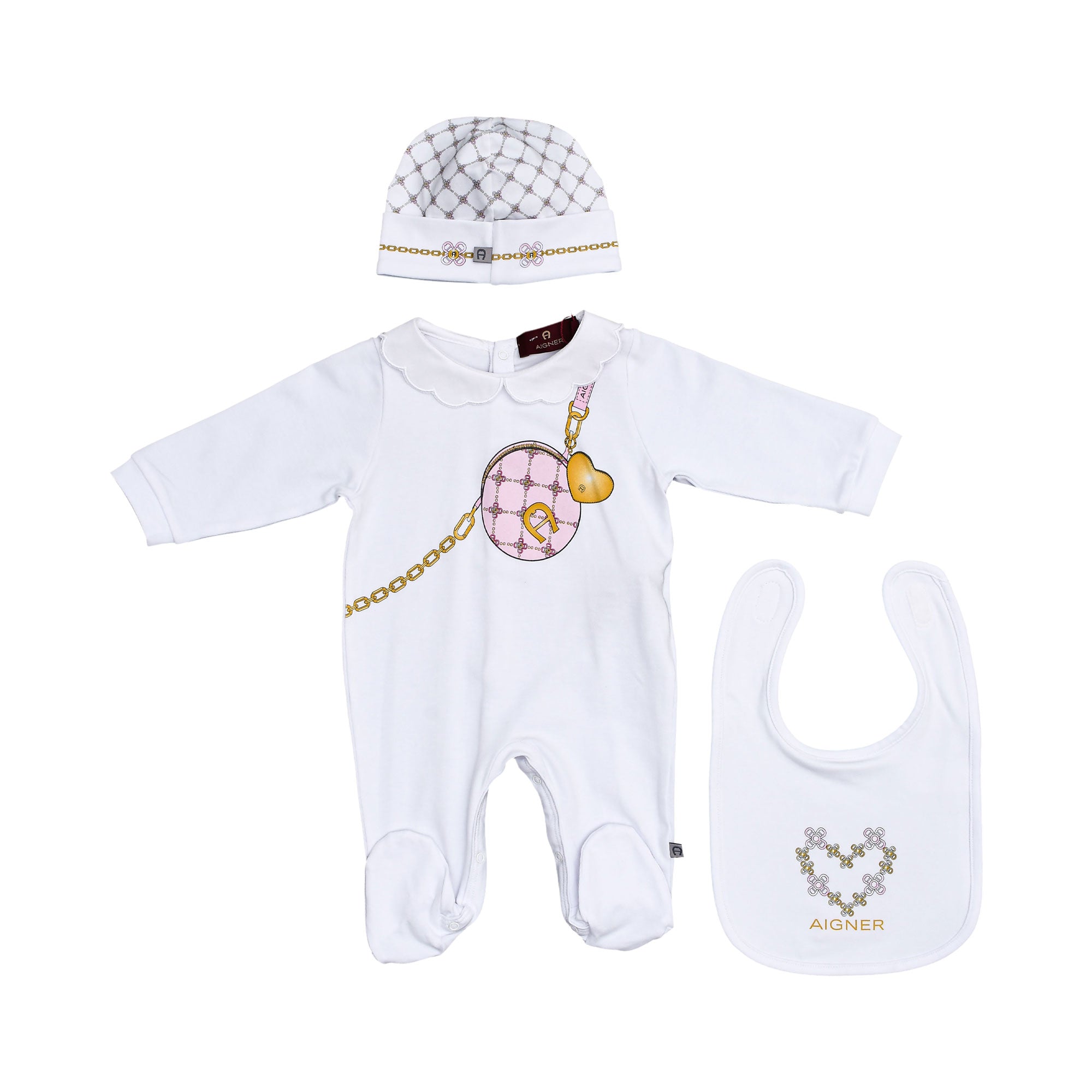 Aigner Kids New Born Girl's White Sleepsuit Set | GCC | New Born | New Born Babysuits | New Born Girl (0M - 9M) | New Born Girl Babysuits | New Born Girl Sleepwear | Set Sleepsuit | Set Sleepsuit & Bib & Hat Aigner Kids New Born Girl's White Sleepsuit Set | GCC | New Born | New Born Babysuits | New Born Girl (0M - 9M) | New Born Girl Babysuits | New Born Girl Sleepwear | Set Sleepsuit | Set Sleepsuit & Bib & Hat