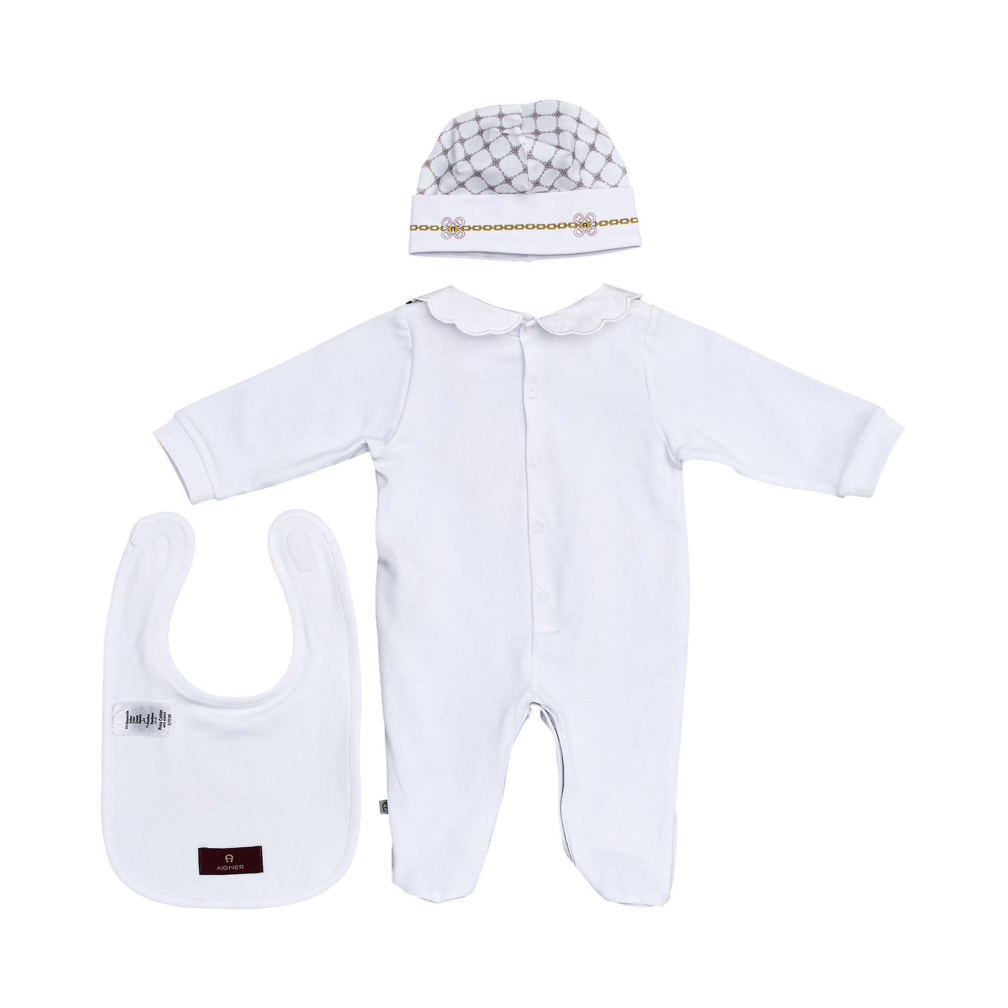 Aigner Kids New Born Girl's White Sleepsuit Set | GCC | New Born | New Born Babysuits | New Born Girl (0M - 9M) | New Born Girl Babysuits | New Born Girl Sleepwear | Set Sleepsuit | Set Sleepsuit & Bib & Hat Aigner Kids New Born Girl's White Sleepsuit Set | GCC | New Born | New Born Babysuits | New Born Girl (0M - 9M) | New Born Girl Babysuits | New Born Girl Sleepwear | Set Sleepsuit | Set Sleepsuit & Bib & Hat