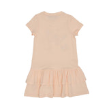 Back view of the AIGNER Kids cream jersey dress, showing the clean finish and the ruffled tiers at the hem.