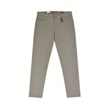 Nature-colored flat-front pants with a subtle twill texture, button and zipper closure, belt loops, and front slash pockets.