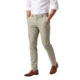 Alberto men's slim-fit tailored trousers in light sage green with belt loops and slanted side pockets.