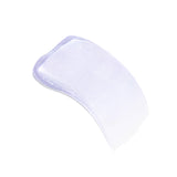Curved swatch of shimmery, iridescent light purple glow product, fading to white.