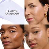 A thick swatch of shimmery, light lavender-purple liquid or cream.