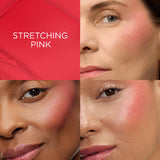 Bright pink blush swatch with a creamy, textured finish.
