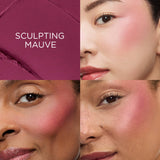 Textured swatch of matte, deep berry-mauve blush.
